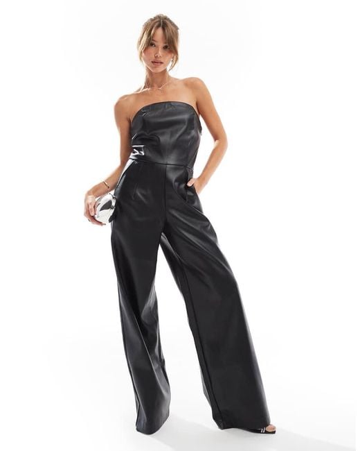 ONLY Blue Faux Leather Jumpsuit