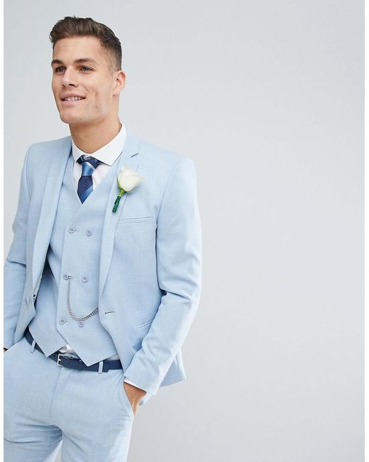 Veste de costume slim effet hachuré avec doublure imprimée - Bleu pastel  ASOS pour homme en coloris Bleu | Lyst
