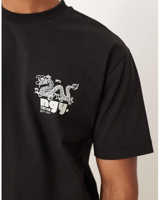 ASOS Black Heavyweight Relaxed T-shirt With Dragon Print for men