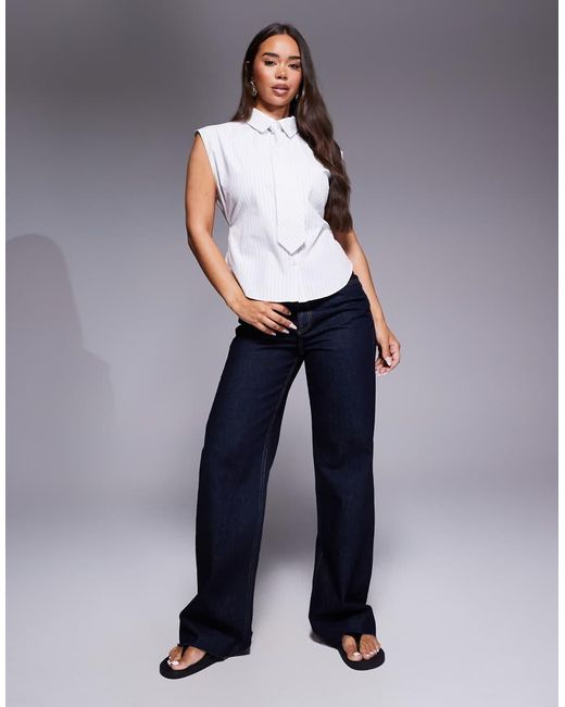 Camicia Senza Maniche A Righe Con Cravatta di ASOS in Blue