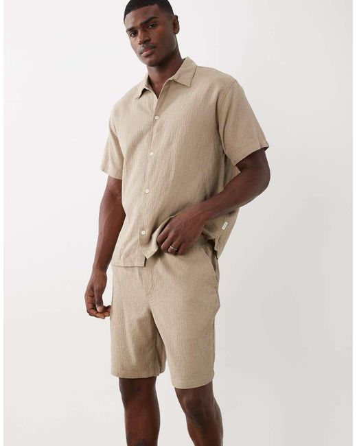 Jack & Jones Natural Co-ord Textured Shorts for men