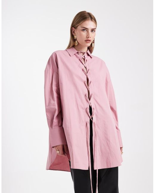 Camicia Oversize Con Lacci di ASOS in Pink