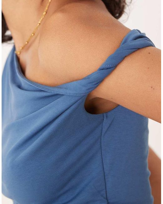 Abercrombie & Fitch Blue Asymmetric Twist One Shoulder Top