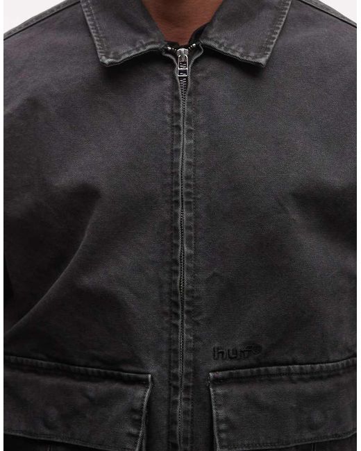 Huf Black Pacific Workwear Style Zip Through Jacket for men