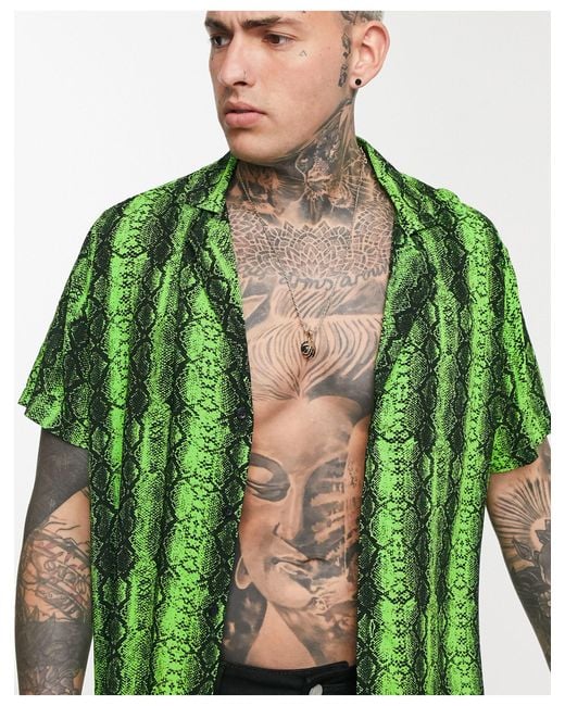ASOS – Hemd mit Neon-Schlangenmuster in Grün für Herren | Lyst DE