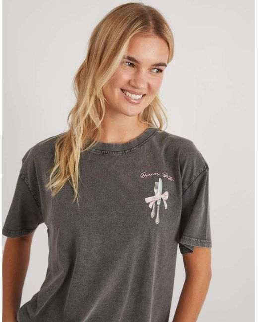 Skinnydip London Gray Dinner Date T-Shirt