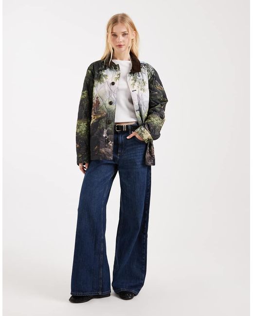 Polo Ralph Lauren Gray Quilted All Over Print Shirt Jacket