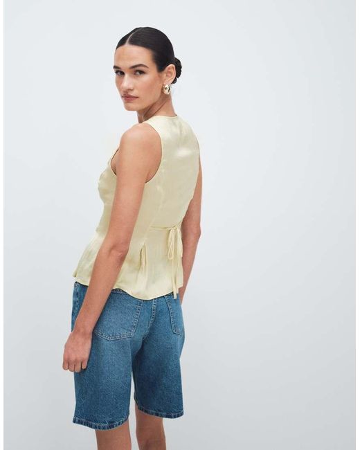 New Look Blue Satin Lace Top