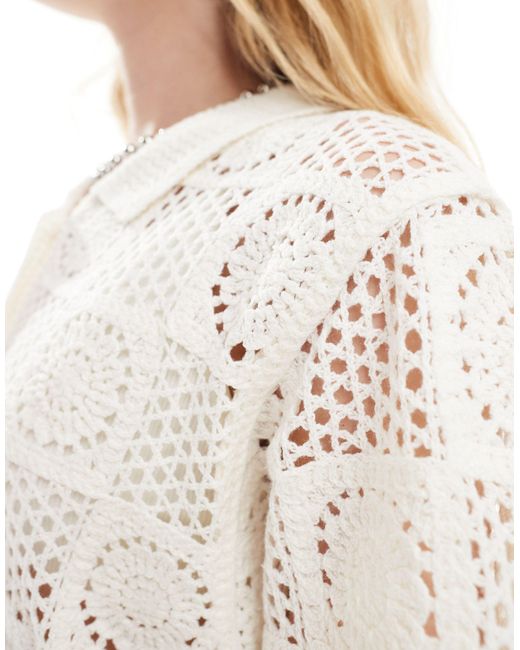 Obey White Texture Print Top