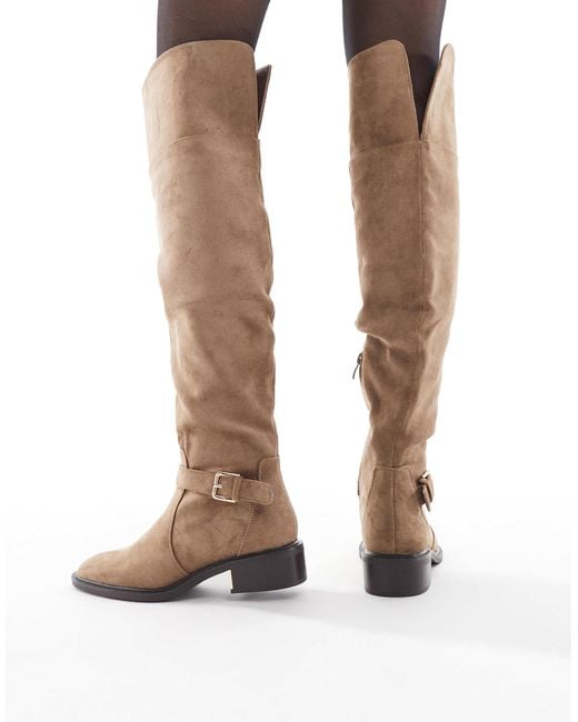SEQWL Natural Latte Buckle Detail Over-the-knee Boots