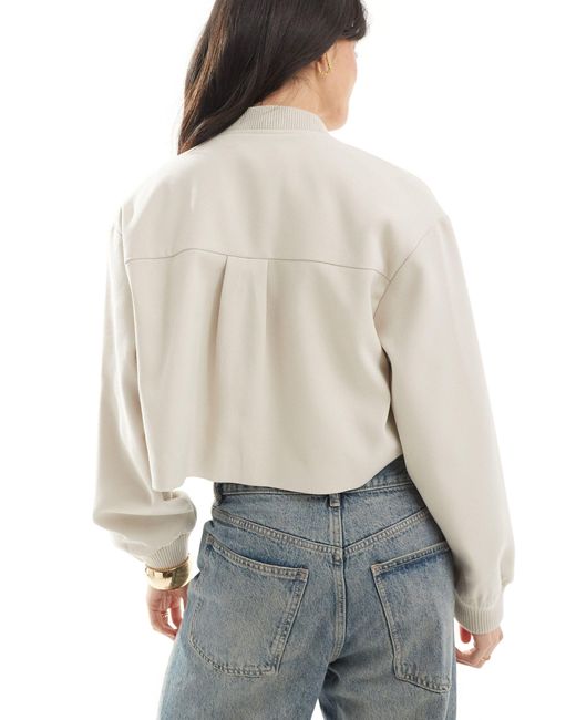 ASOS White Tailored Bomber Jacket With Clean Hem