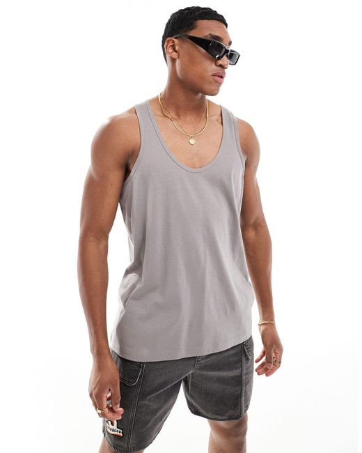 ASOS Natural Relaxed Vest With Neck for men