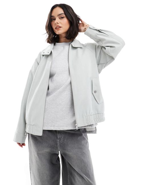 ASOS Gray – bomberjacke mit lederoptik