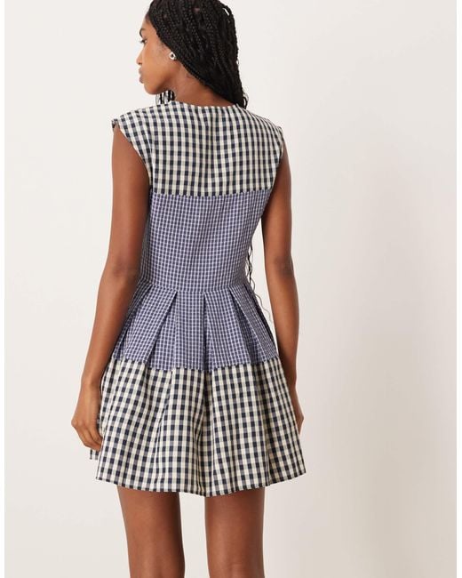 ASOS Blue V Neck Mini Fit And Flare Dress