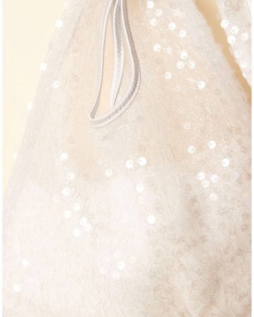 Mango Natural – schultertasche aus netzstoff mit paillettenbesatz
