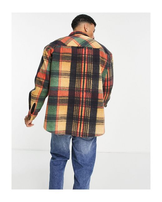 TOPMAN Fleece Checked Overshirt for Men 