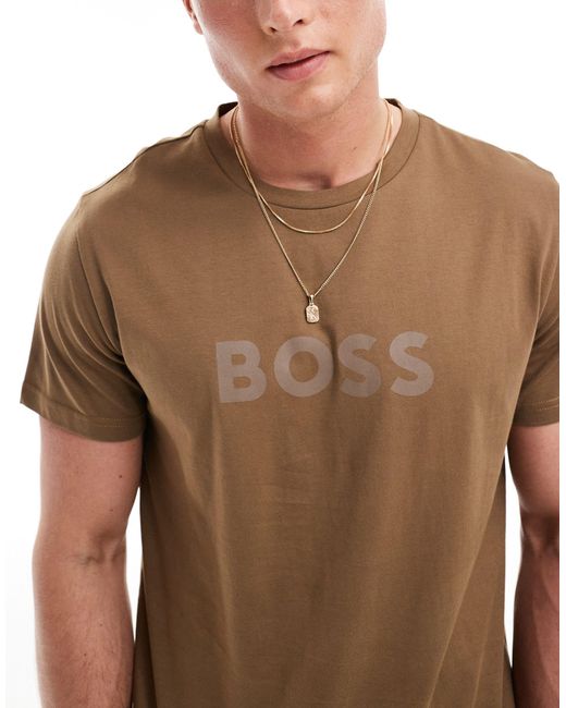 Boss - t-shirt a maniche corte open di Boss in Brown da Uomo