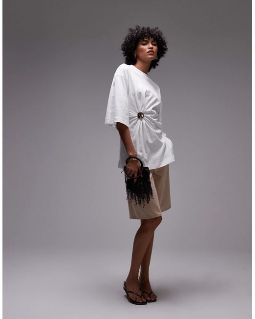 Top oversize en jersey avec fermoir asymétrique en métal doré sur l'avant & Other Stories en coloris Gray