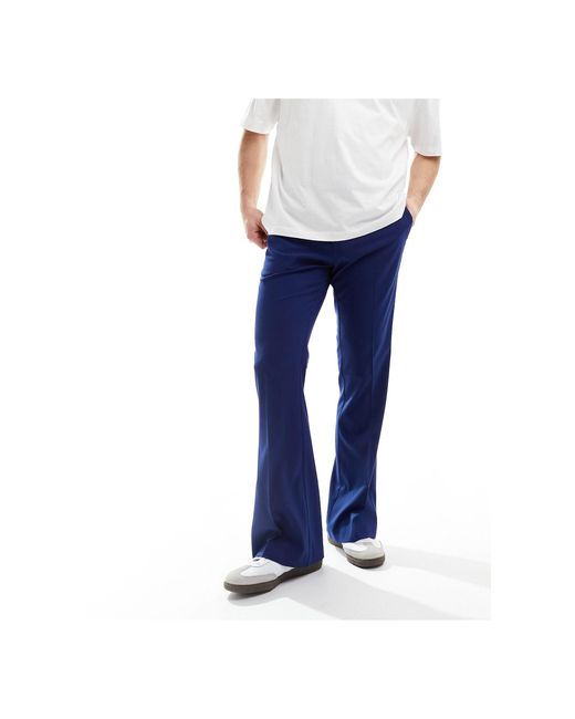 ASOS Blue Smart Flared Trousers for men