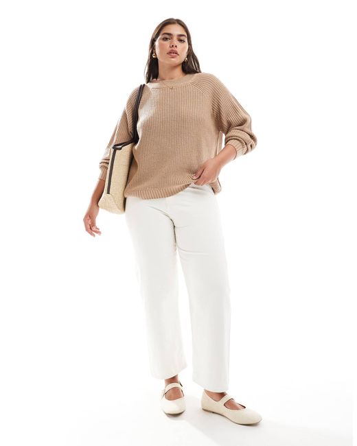 Pull ras Threadbare Plus en coloris Natural