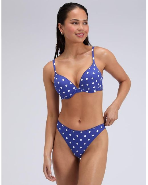 Boux Avenue Blue Hydra Super Push Up Bikini Top Summer Plunge Swimwear