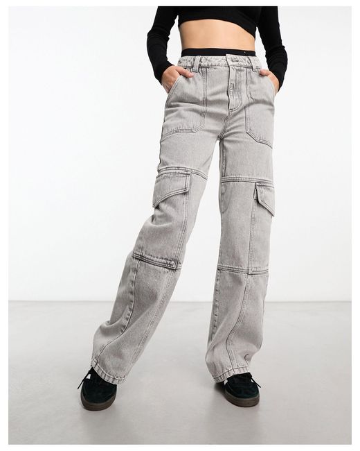 Miss Selfridge White – weite cargo-jeans