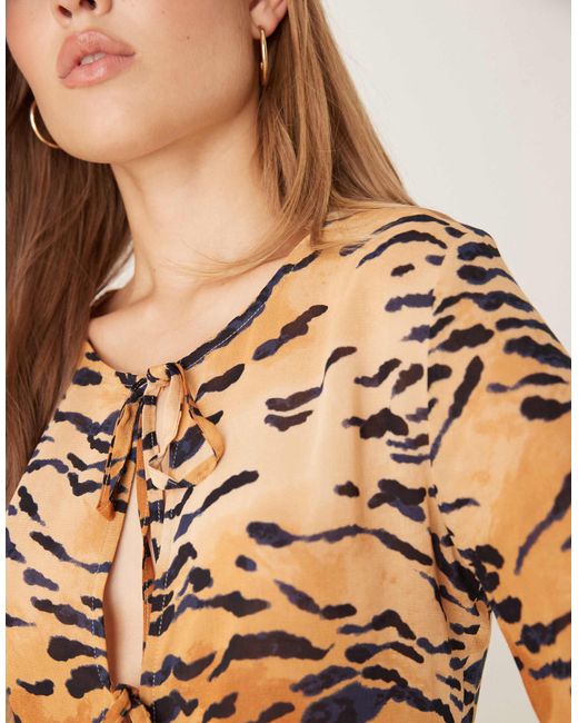 Never Fully Dressed Natural Sheer Tie Front Top Co-ord
