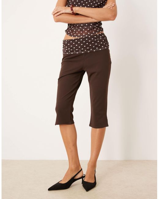 ASOS Natural Co-Ord Capri Trousers With Mesh Detail