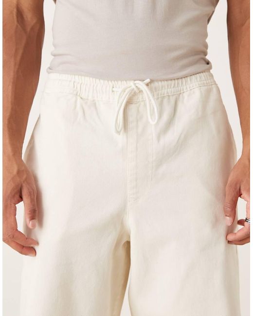 ASOS Losse Broek Met Rechte Pijpen En Trekkoord in het Natural voor heren