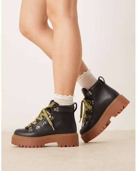 Timberland Black Stone Street Lace Up Elevated Mid Boots