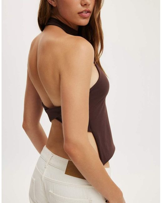 Cotton On Brown Hold Me Halter Twist Back