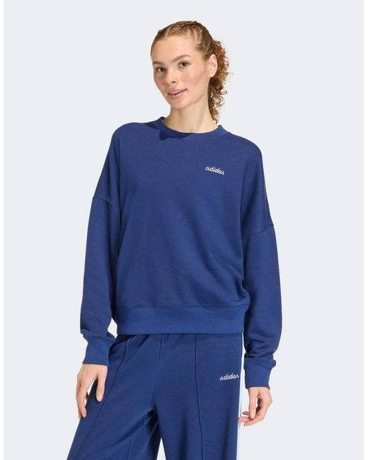 Adidas Originals Blue Sweatshirt With Embroidered Graphic