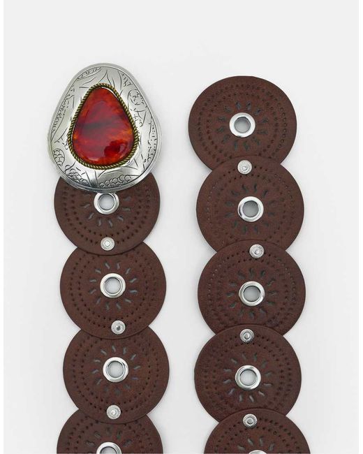 Pull&Bear Brown Belt With Circle Buckle
