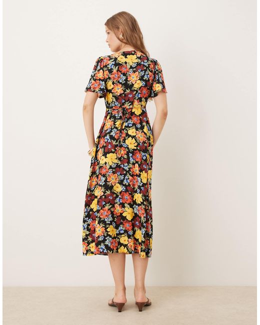 Nobody's Child Natural Anna Flutter Sleeve Midi Dress