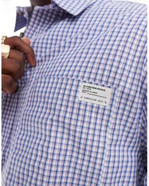 Chemise coupe carrée oversize à écusson - bleu ASOS pour homme en coloris Blue