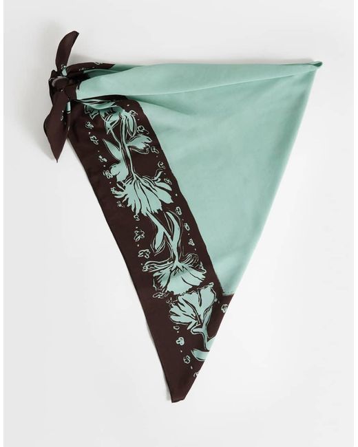 TOPSHOP Green Floral Print Waist Belt