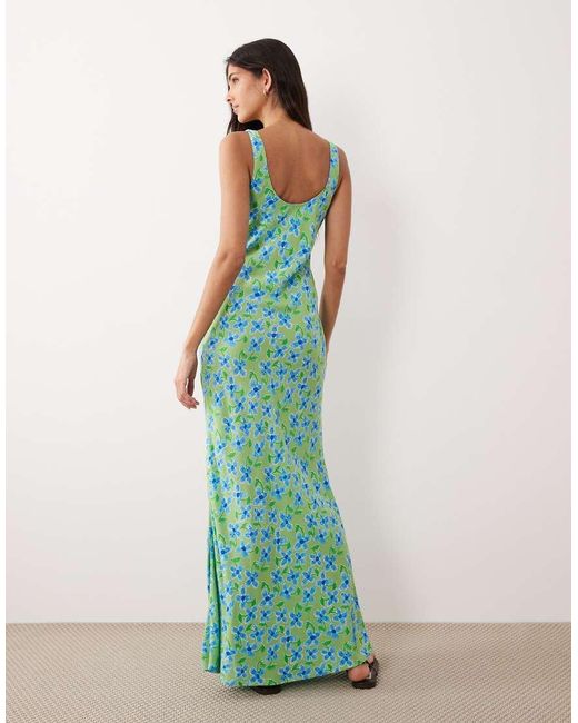 ASOS Green Scoop Neck Tie Front Midi Dress