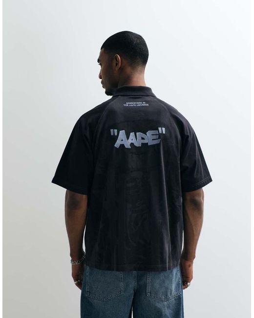 Aape By A Bathing Ape Blue Aape By A Bathing Ape Logo Sports Jersey for men