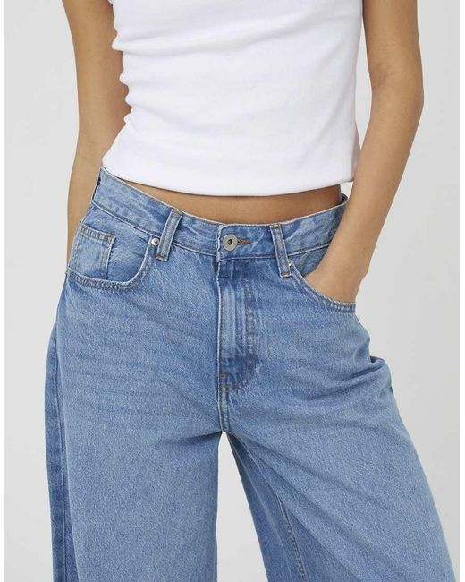 Brave Soul Blue Mid Rise Wide Leg Jeans