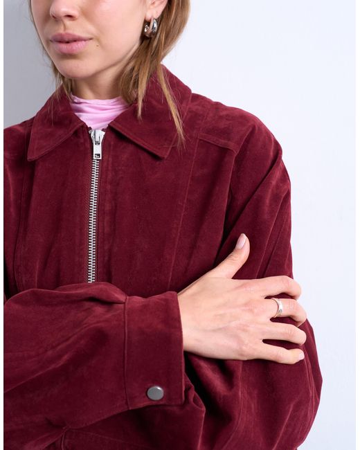 TOPSHOP Red – jacke aus wildlederimitat