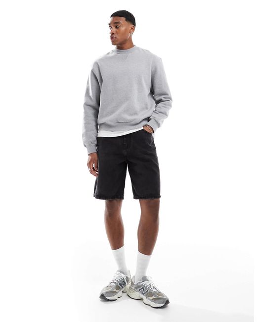 Pull&Bear – weit geschnittene jeans-shorts in Gray für Herren