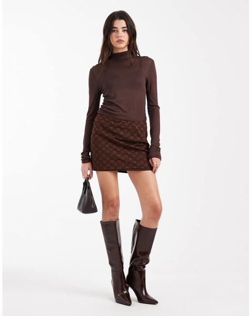 ASOS Lace Mini Skirt in Brown Lyst UK — free download
