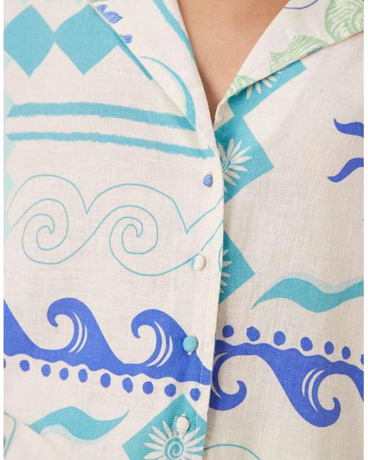 Nobody's Child Blue Rhian Linen Shirt Co-ord