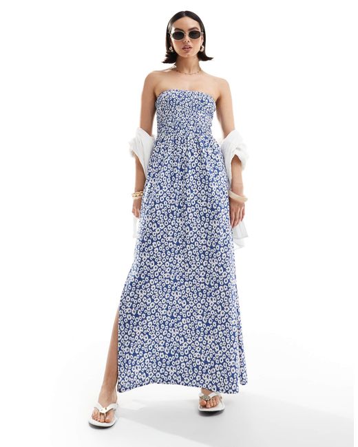 Threadbare Blue – trägerloses midikleid