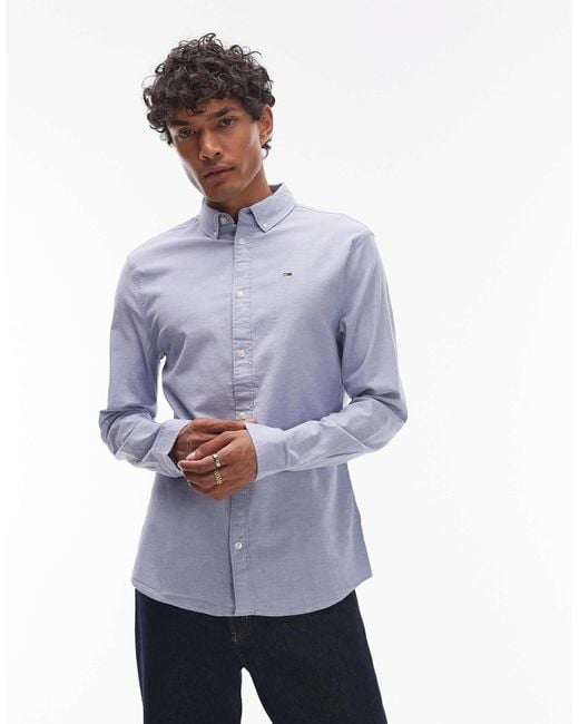 Tommy Hilfiger Men's Blue Slim Stretch Oxford Shirt