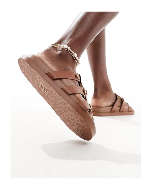 New Look Brown Strappy Chunky Flat Sandals