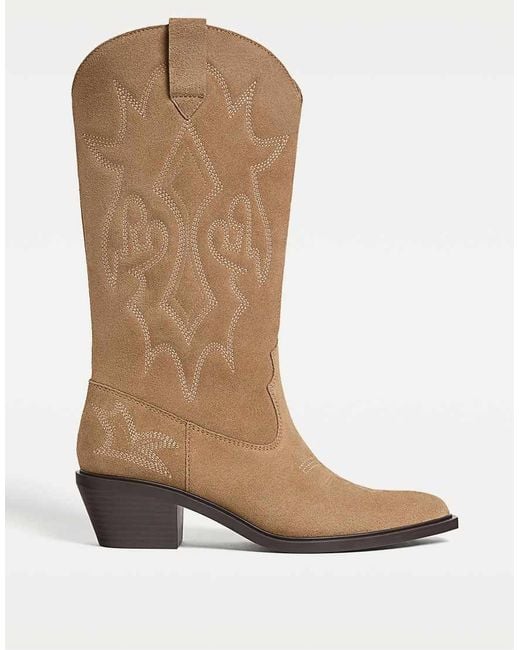 Stivaletti Stile Cowboy di Stradivarius in Brown