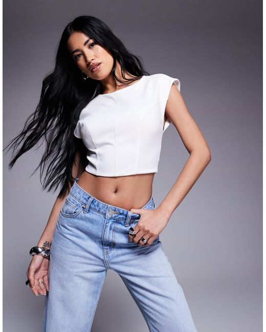 ASOS White Open Back Top With Seam Details