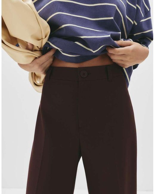 Pull&Bear Blue Smart High Waist Straight Leg Trousers