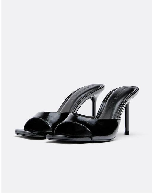 Stradivarius Black High Heeled Mules
